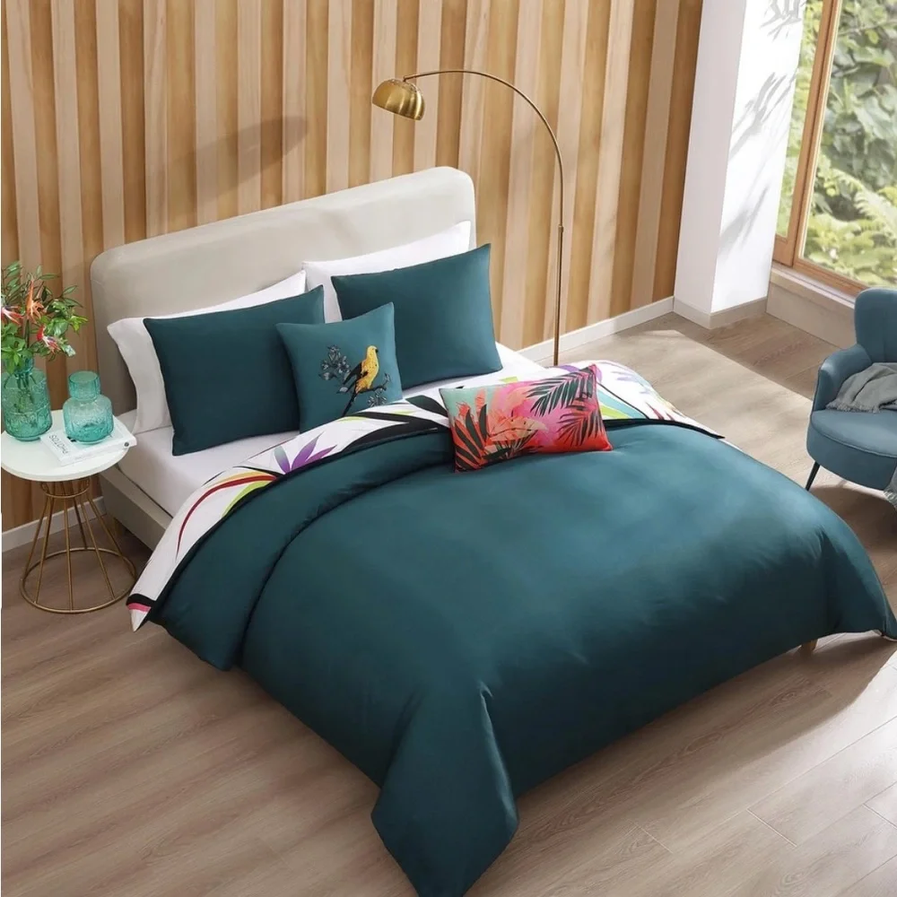 BEBEJAN Tropical Fusion 5 Piece Comforter Set, 100% Cotton Sateen